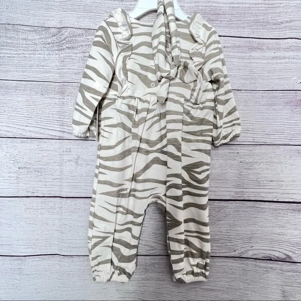 Jessica Simpson Coverall and Headband Matching Set Sz 3/6M